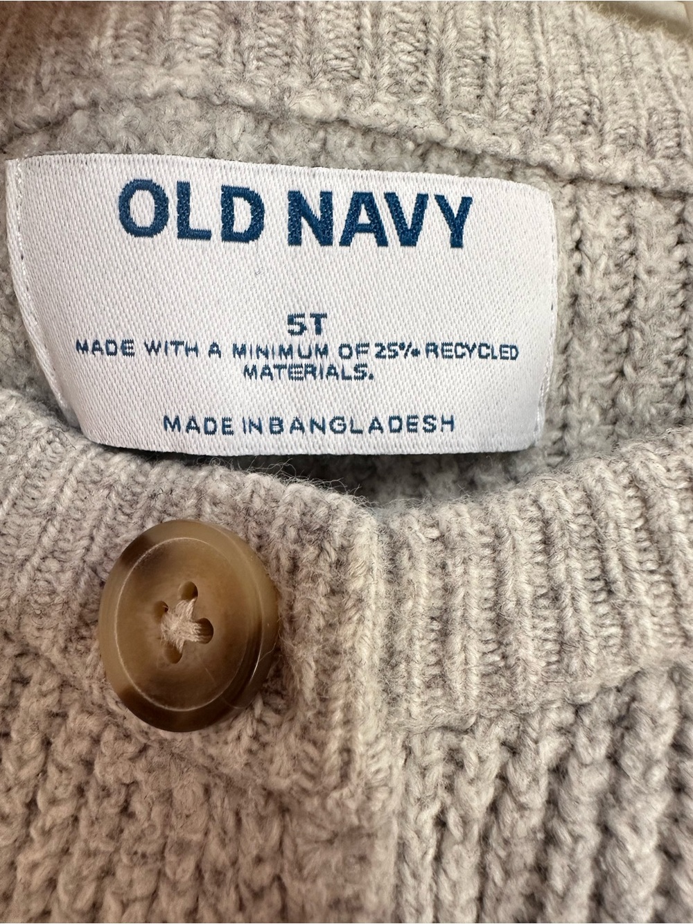 Old Navy Girls Gray Ribbed Button‑Front Cardigan 5T Long Sleeve - Picture 2 of 9